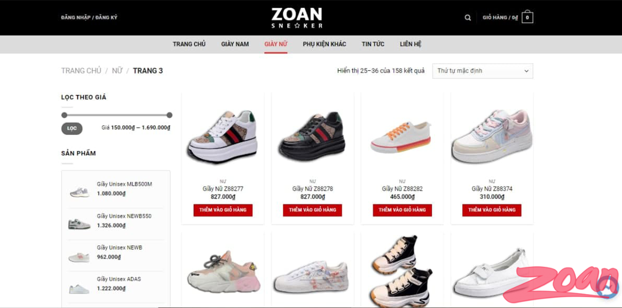 ZOAN store thanh hóa, trang chủ giày ZOAN