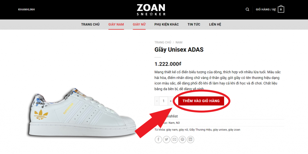 cách mua giày ZOAN online