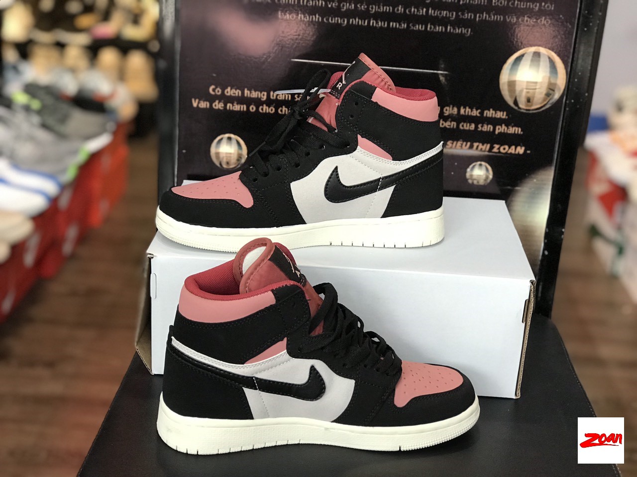 giày thể thao Nike cao cổ nữ, giày sneaker AF1 cao cổ hồng đen