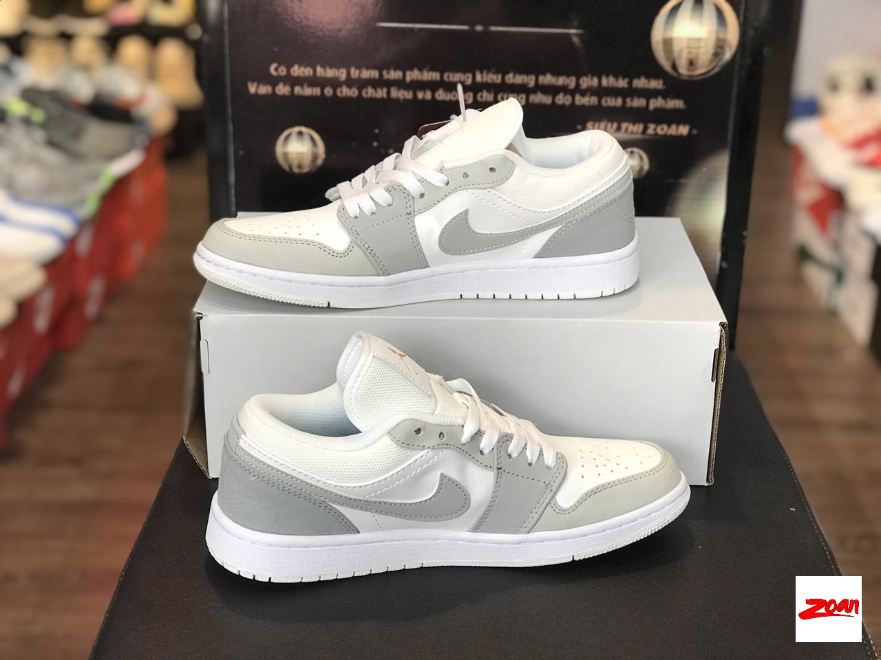 Nike Jordan 1 Low Grey màu xám trắng