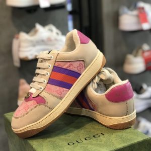 Giày Gucci Ace Embroidered Low-Top Sneaker Beige Pink 