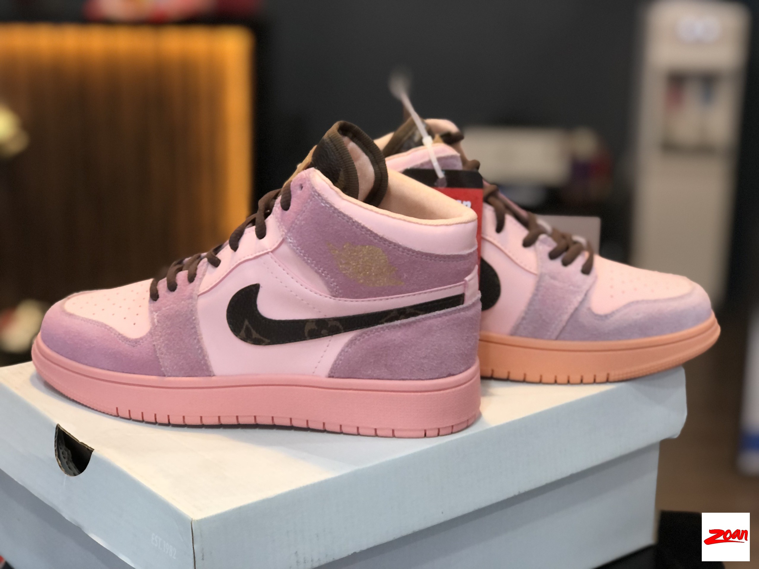 giày Nike siêu cấp, Giày Nike Jordan 1 Mid LOUISVUITTON Paris Pink