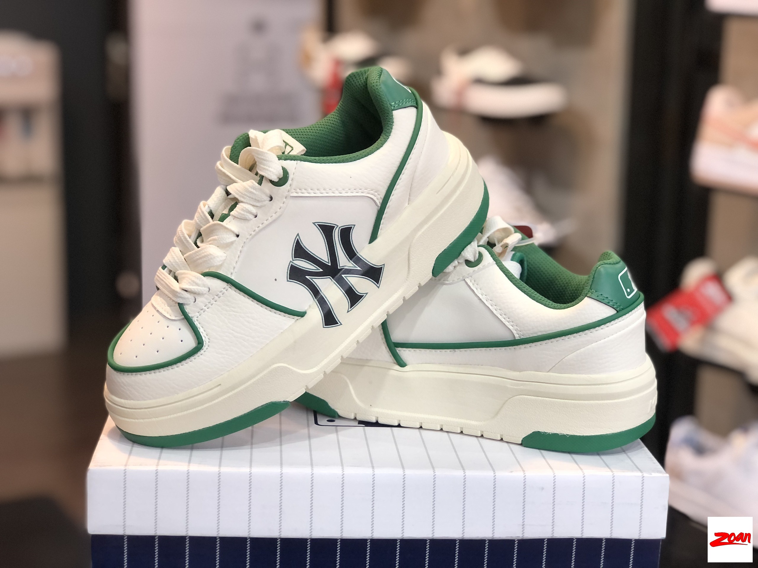 giày sneaker, giày MLB Chunky Liner New York Yankees White Green