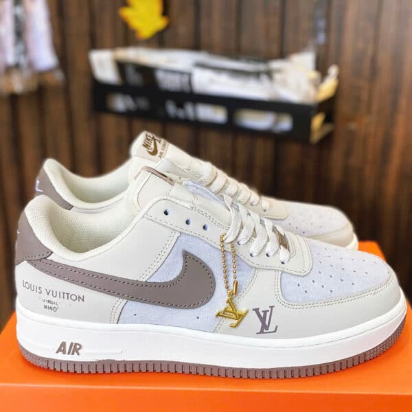 Nike Air Force 1 Louis Vuitton Brown Cream, Giày Zoan, Giày Thương Hiệu, Giày Unisex, Giày Nam, Giày Nữ, Giày Nike, Giày LV